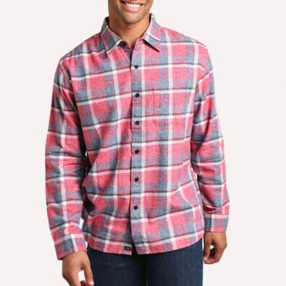The Normal Brand Men's Twisted Yarn Plaid L/S Button Up, Size XL - Red/Multi